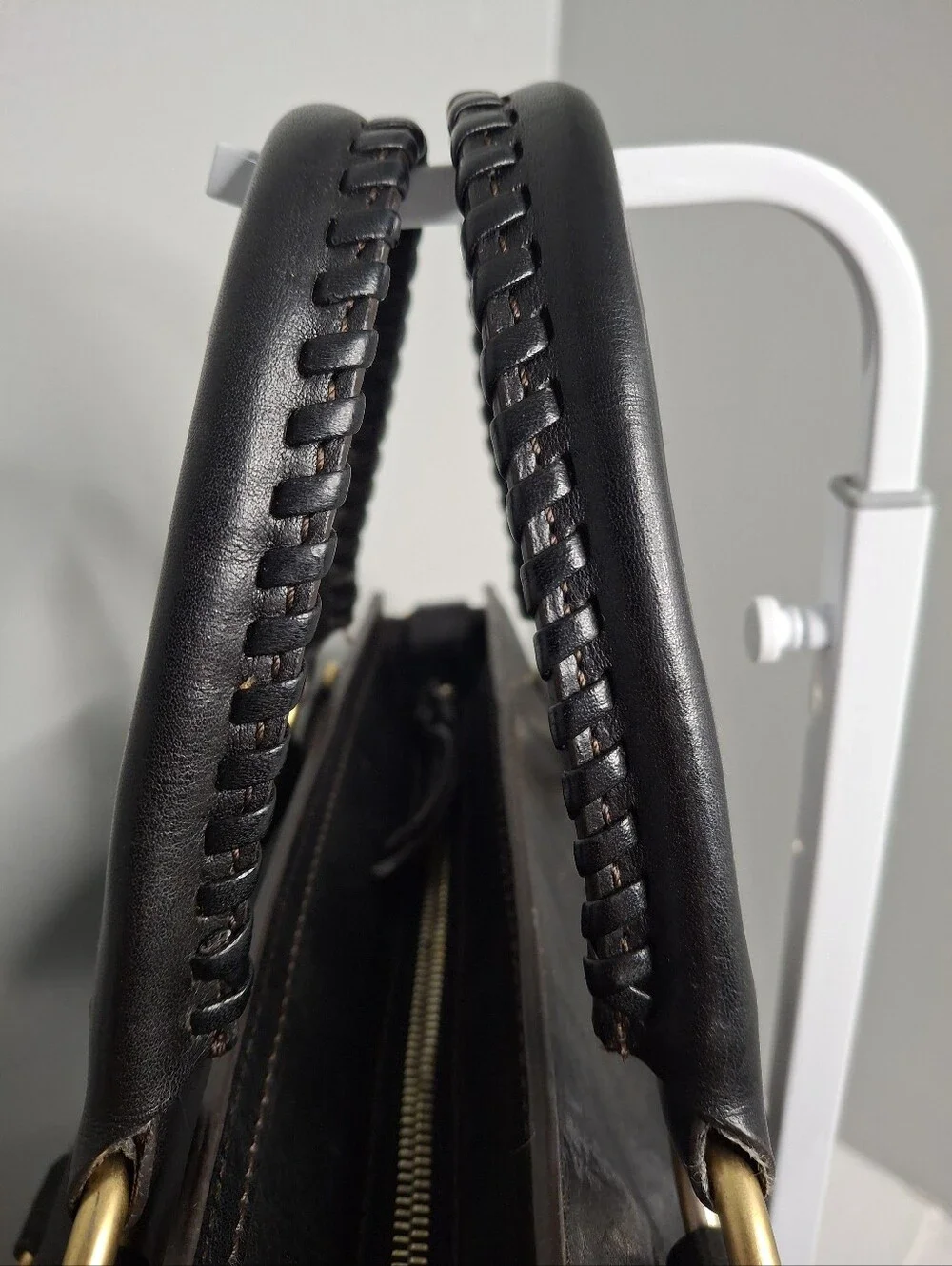 Dooney & Bourke Florentine Black Italian Leather Front Pocket Satchel Crossbody